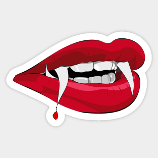 Red Lip Fangs Sticker